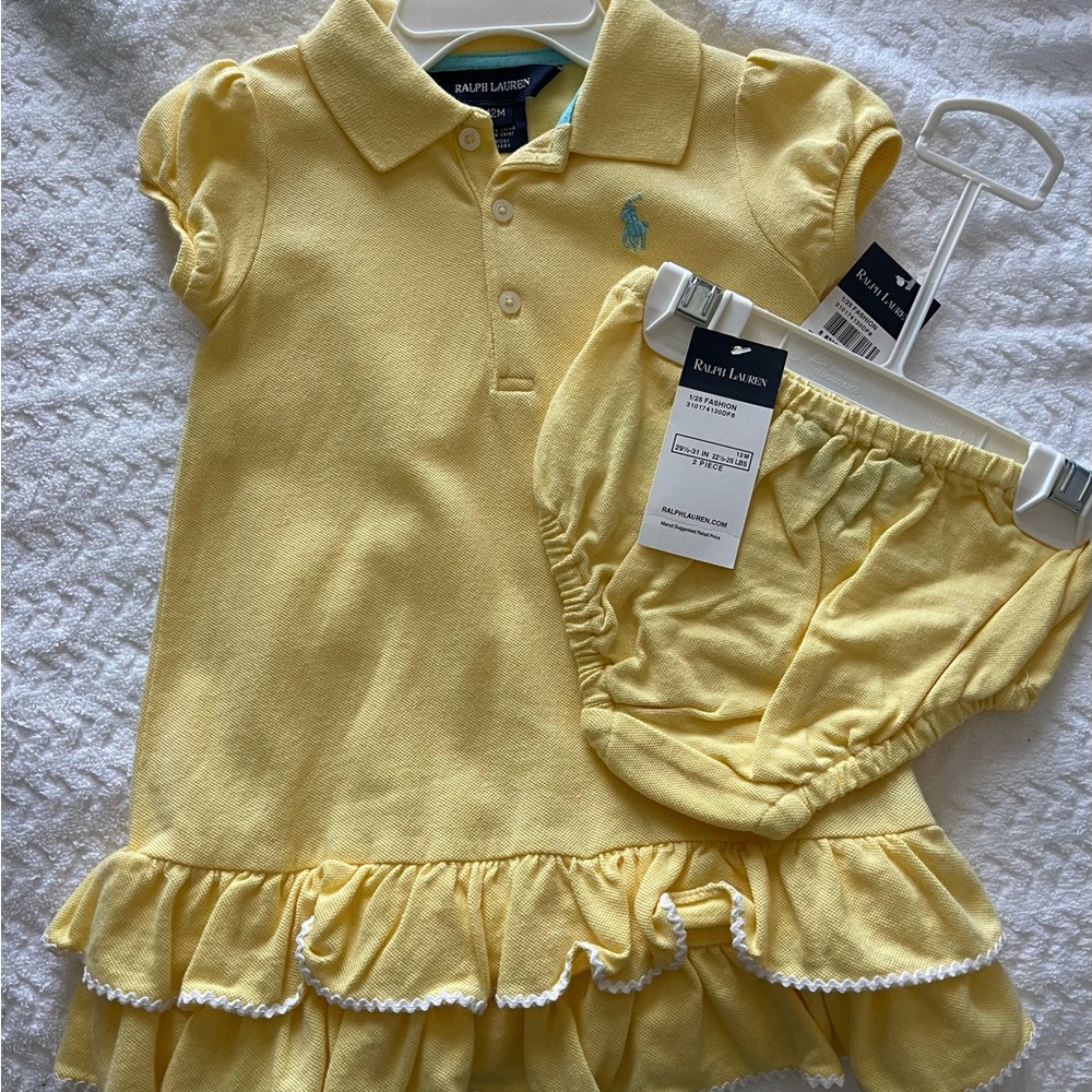 RALPH LAUREN POLO SZ 12 MONTH 2 PIECE DRESS SET